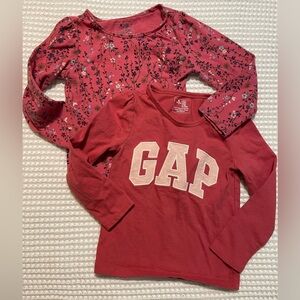 GAP Pink Long Sleeve Tees - One with Gap logo, One with floral print